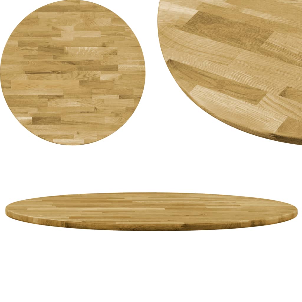 vidaXL Tampo de mesa madeira de carvalho maciça redondo 23 mm 500 mm