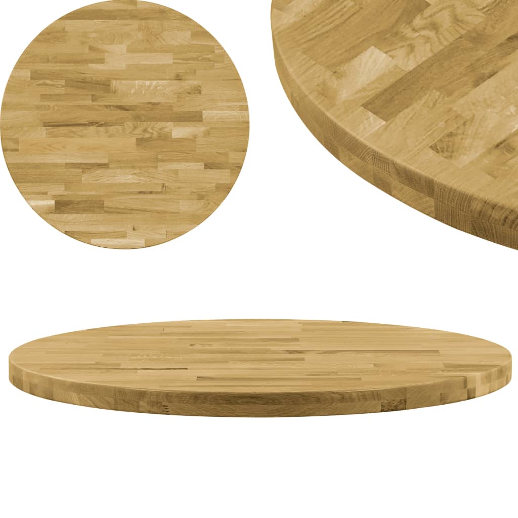 vidaXL Tampo de mesa madeira de carvalho maciça redondo 23 mm 500 mm