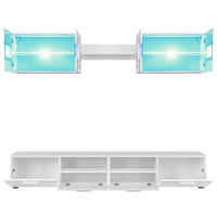 vidaXL Conj. unidades de parede p/ TV luzes LED 5 pcs branco brilhante