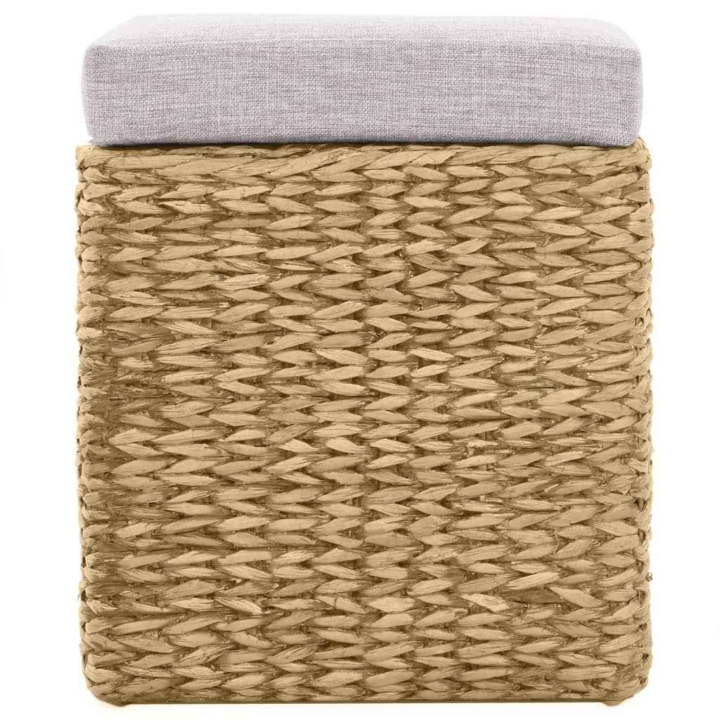 vidaXL Banco com 2 otomanos erva marinha cinzento