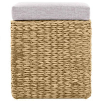 vidaXL Banco com 2 otomanos erva marinha cinzento