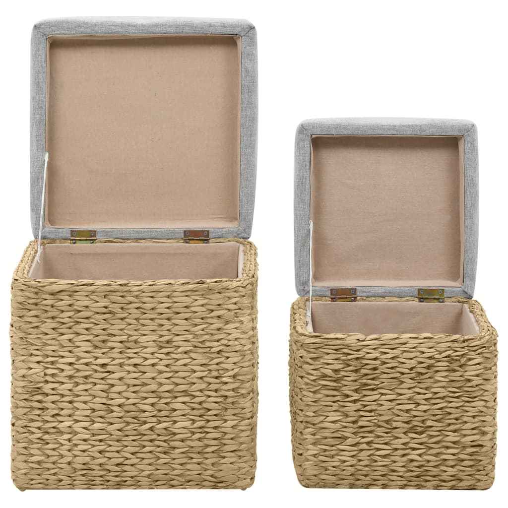 vidaXL Conjunto de otomanos 2 pcs erva marinha cinzento