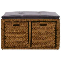 vidaXL Banco com 2 cestos erva marinha 71x40x42 cm castanho