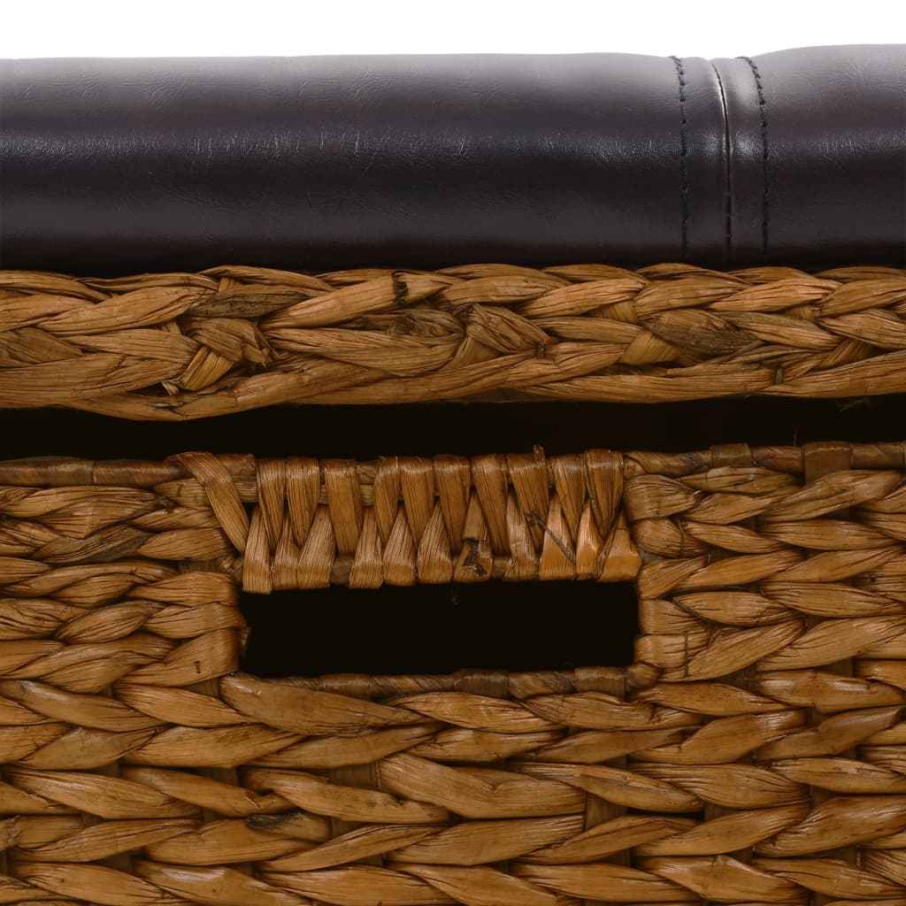 vidaXL Banco com 2 cestos erva marinha 71x40x42 cm castanho