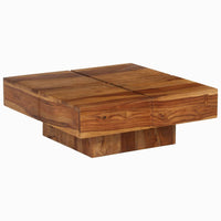 vidaXL Mesa de centro quadrada em madeira de mangueira maciça castanho