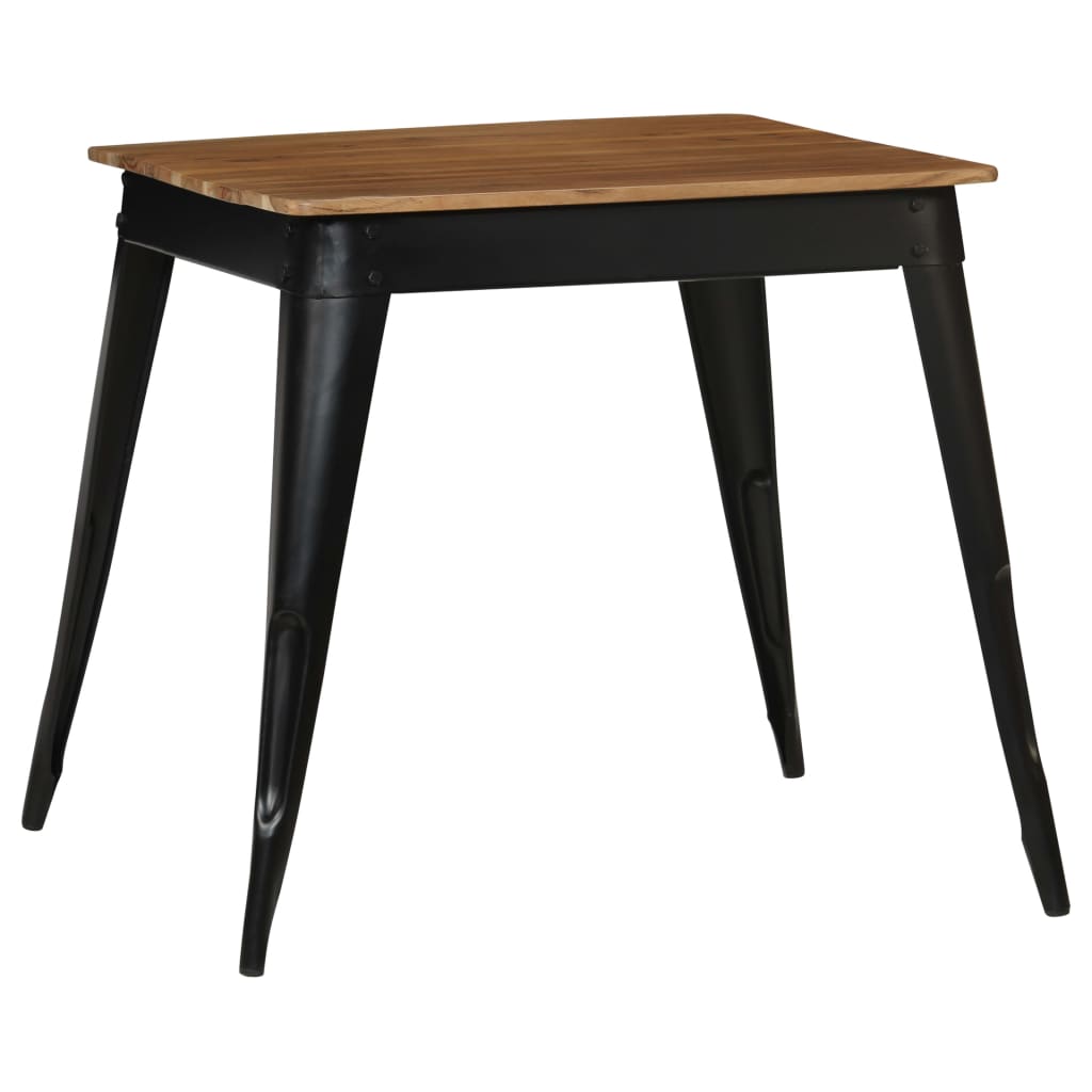 vidaXL Mesa de jantar madeira de acácia maciça e aço 75x75x76 cm