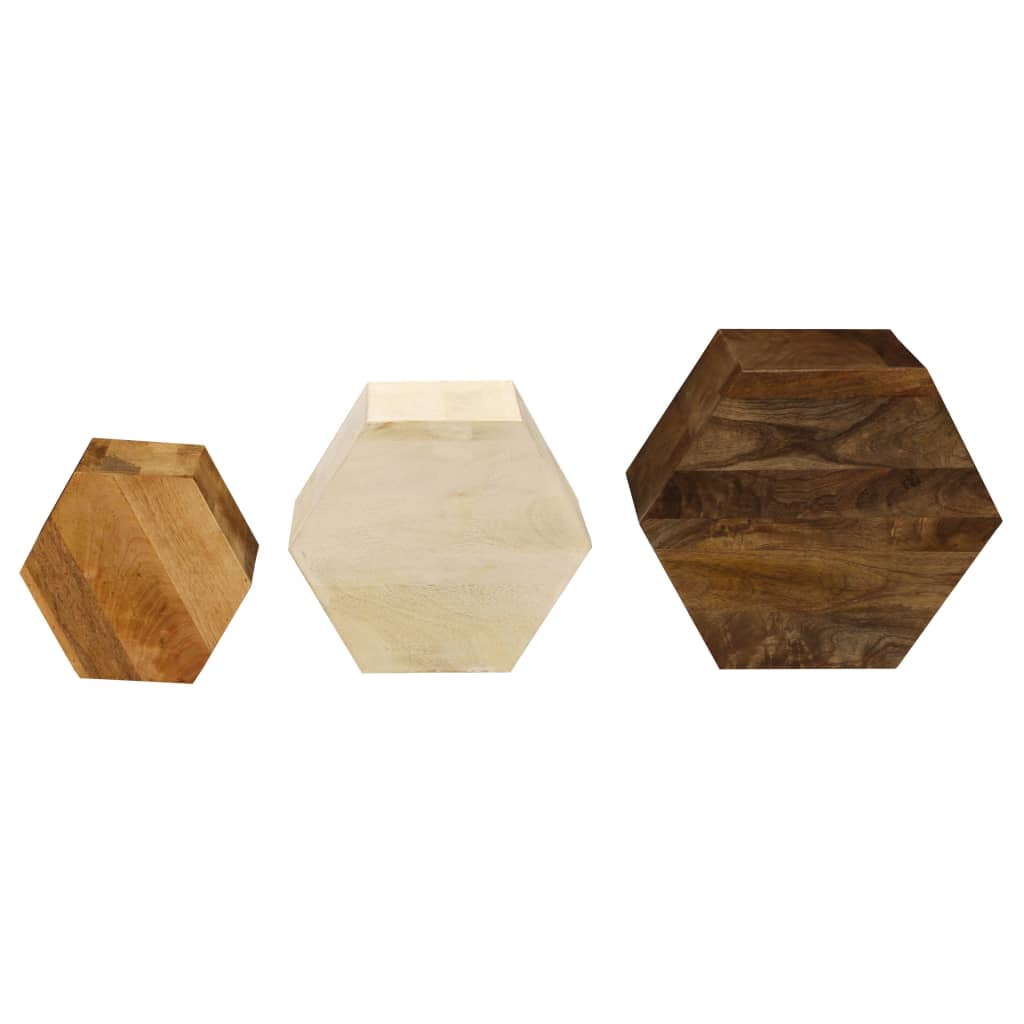 vidaXL Conjunto de mesas de centro 3 pcs madeira de mangueira maciça