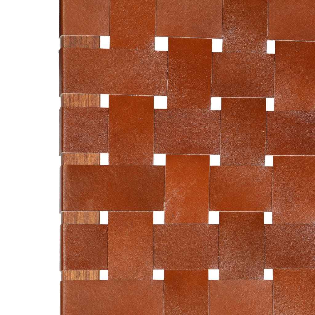 vidaXL Cadeira dobrável tiras cruzadas couro genuíno castanho