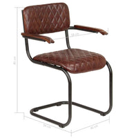vidaXL Cadeiras jantar c/ apoios braços 2 pcs couro genuíno castanho