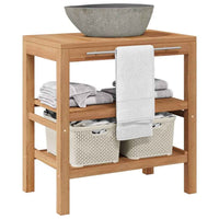 vidaXL Armário de casa de banho teca maciça com lavatório pedra do rio