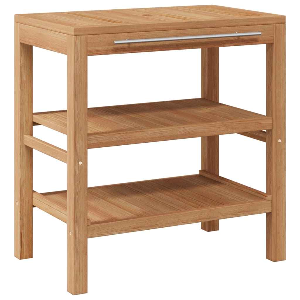 vidaXL Armário de casa de banho teca maciça com lavatório pedra do rio