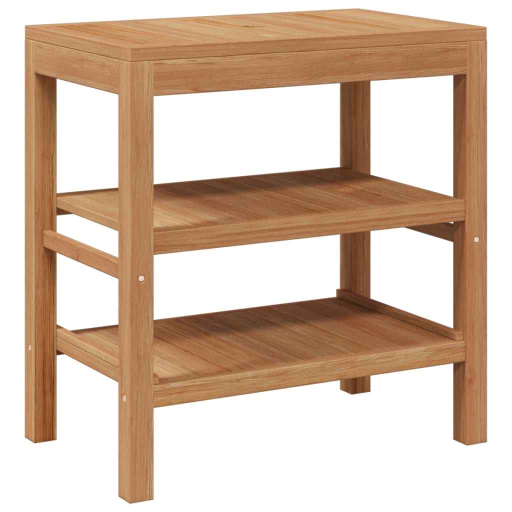 vidaXL Armário de casa de banho teca maciça com lavatório pedra do rio