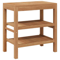 vidaXL Armário de casa de banho teca maciça com lavatório pedra do rio