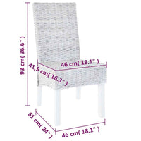 vidaXL Cadeiras de jantar 2 pcs vime Kubu + madeira mogno castanho