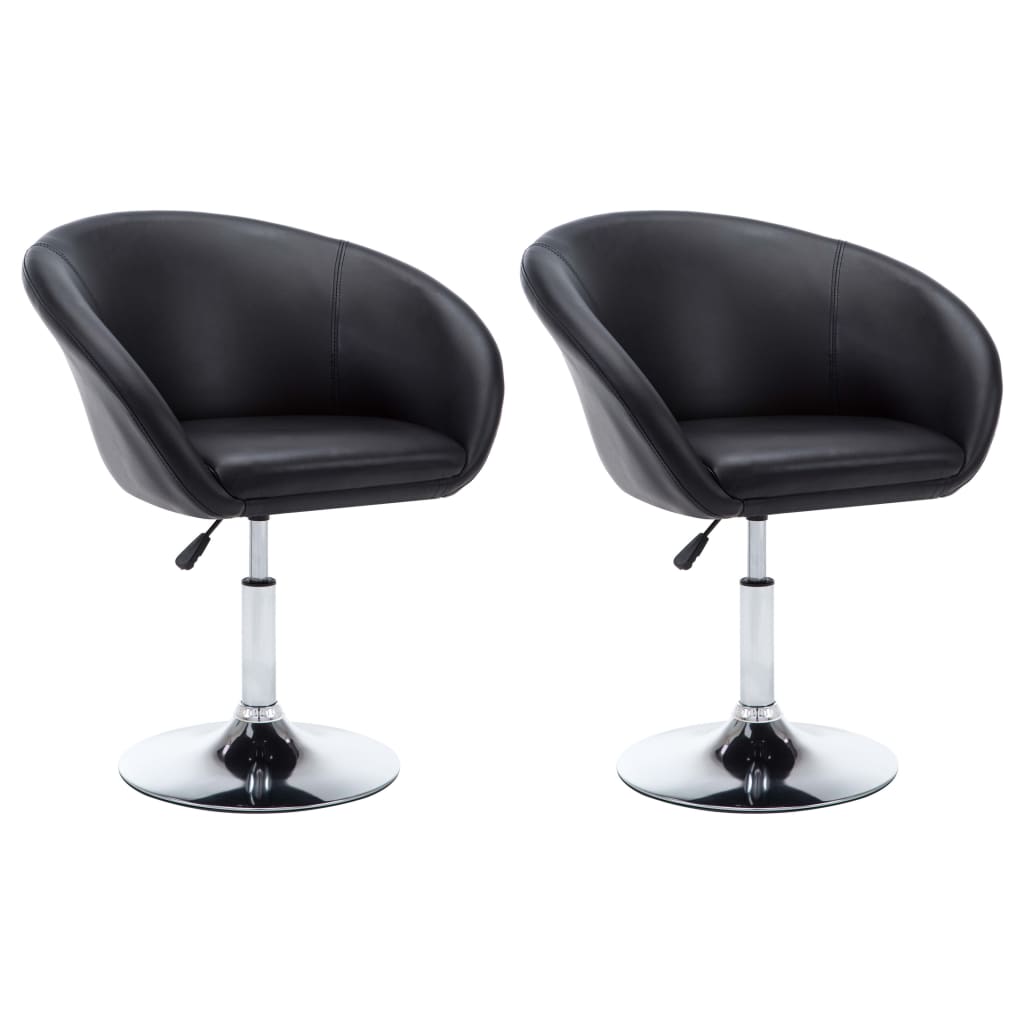 vidaXL Cadeiras de jantar giratórias 2 pcs couro artificial preto
