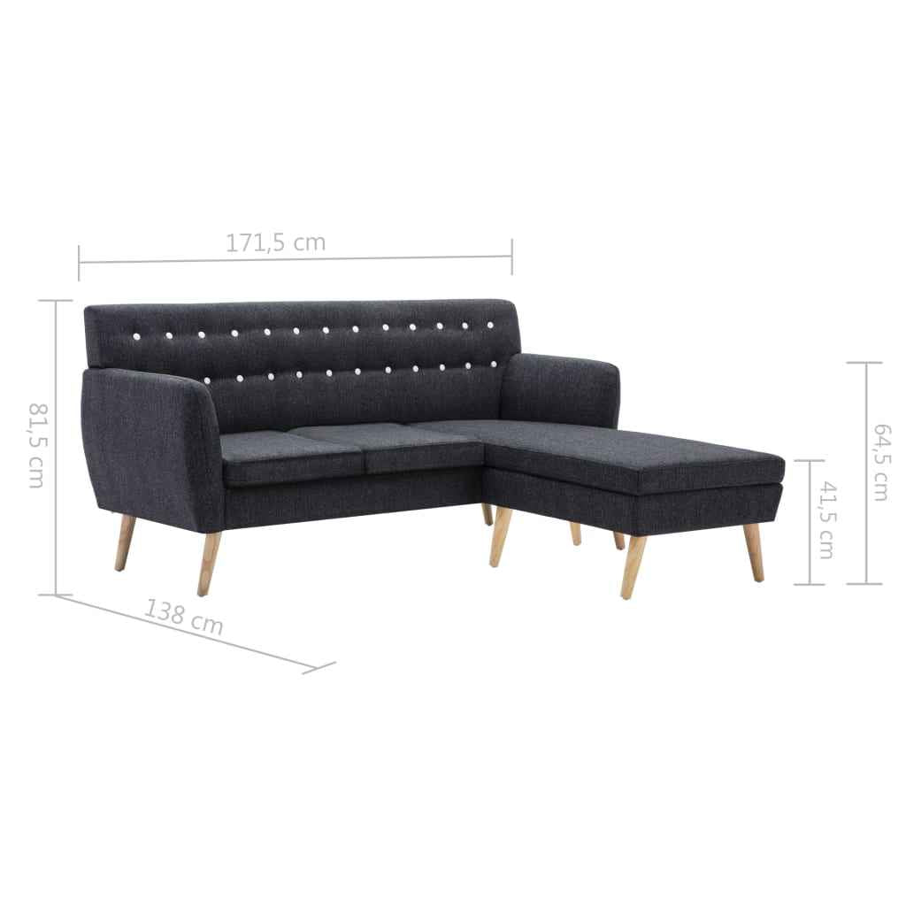vidaXL Sofá em tecido c/ forma de L 171,5x138x81,5 cm cinzento escuro