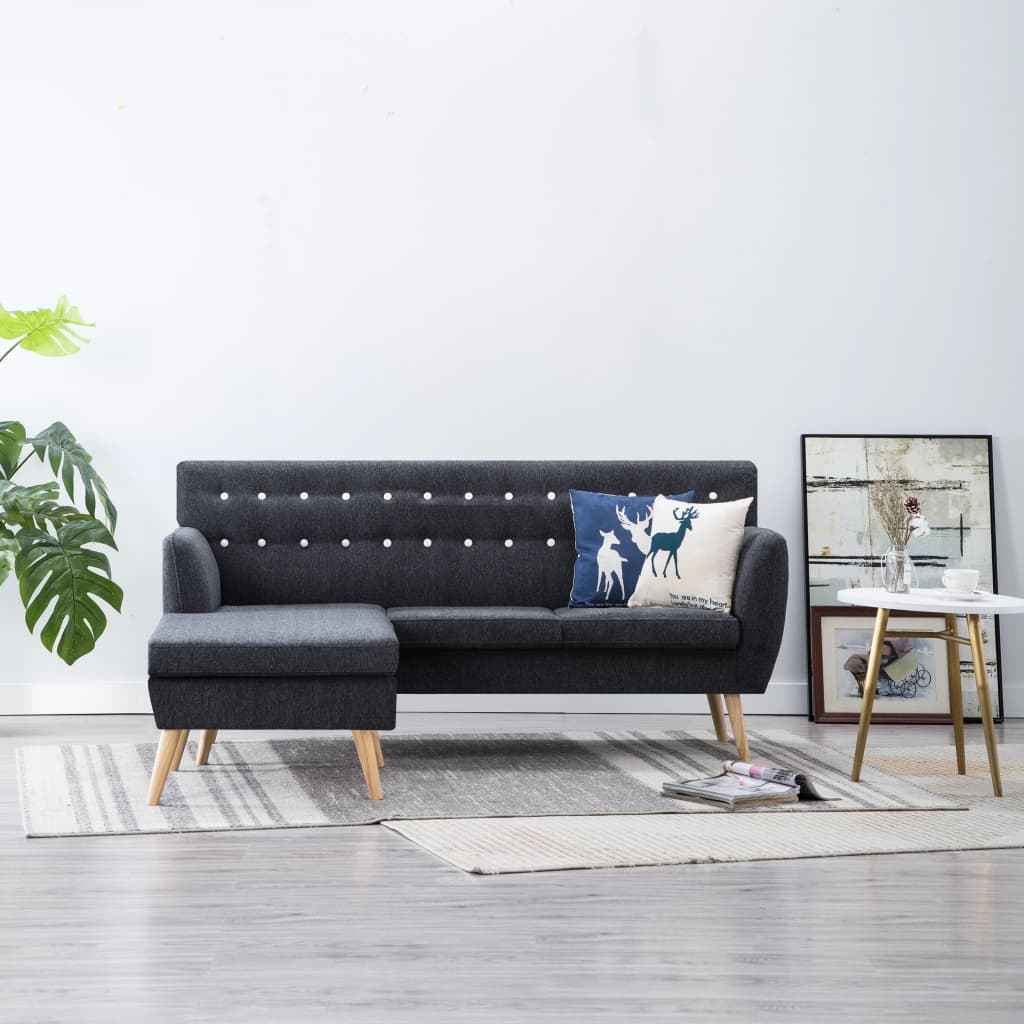 vidaXL Sofá em tecido c/ forma de L 171,5x138x81,5 cm cinzento escuro