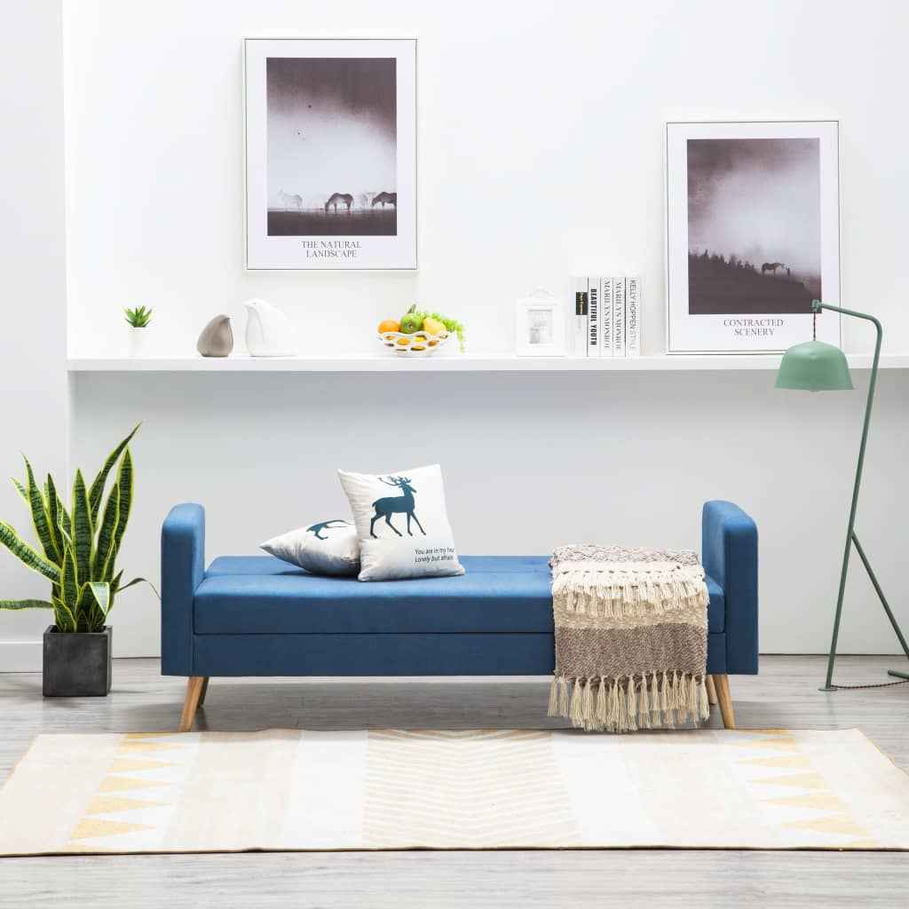 vidaXL Sofá em tecido azul