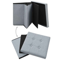 vidaXL Banco de arrumação dobrável linho falso cinzento-claro