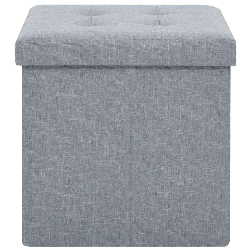 vidaXL Banco de arrumação dobrável linho falso cinzento-claro