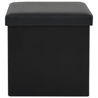 vidaXL Bancos de arrumação dobráveis 2 pcs couro artificial preto