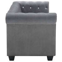 vidaXL Sofá chesterfield três lugares veludo 199x75x72cm cinzento