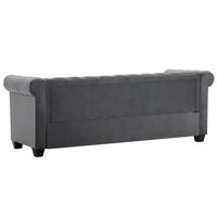 vidaXL Sofá chesterfield três lugares veludo 199x75x72cm cinzento