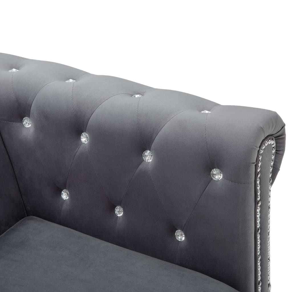 vidaXL Sofá chesterfield três lugares veludo 199x75x72cm cinzento