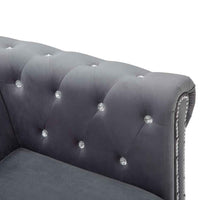 vidaXL Sofá chesterfield três lugares veludo 199x75x72cm cinzento