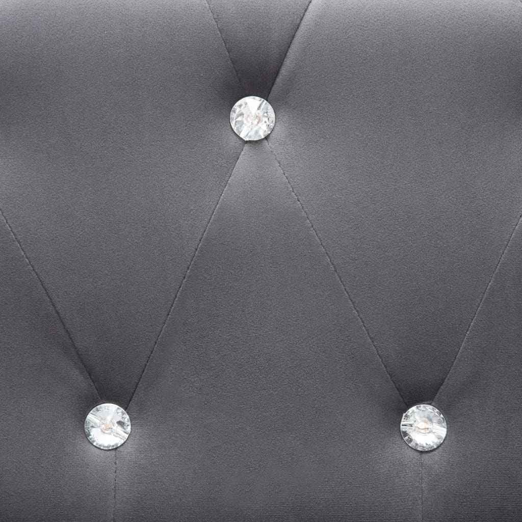 vidaXL Sofá chesterfield três lugares veludo 199x75x72cm cinzento