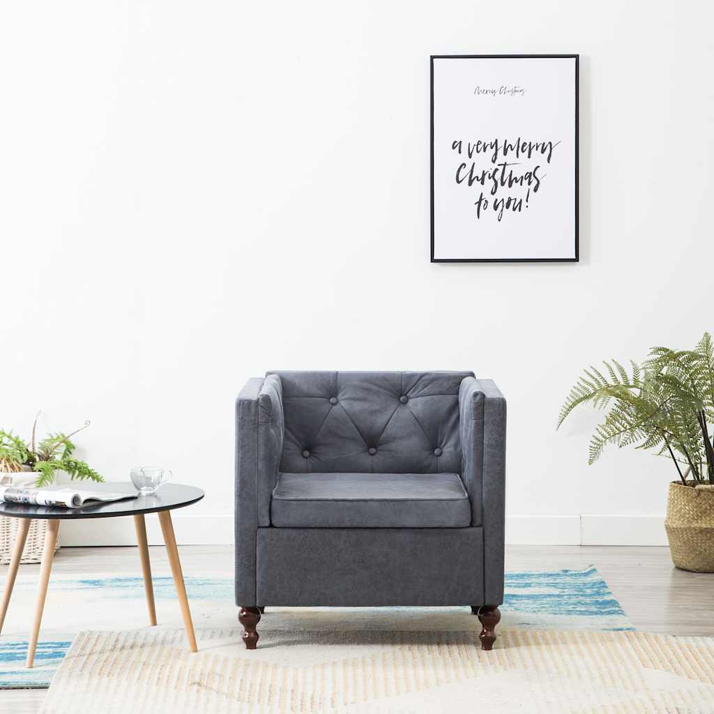 vidaXL Poltrona em tecido cinzento