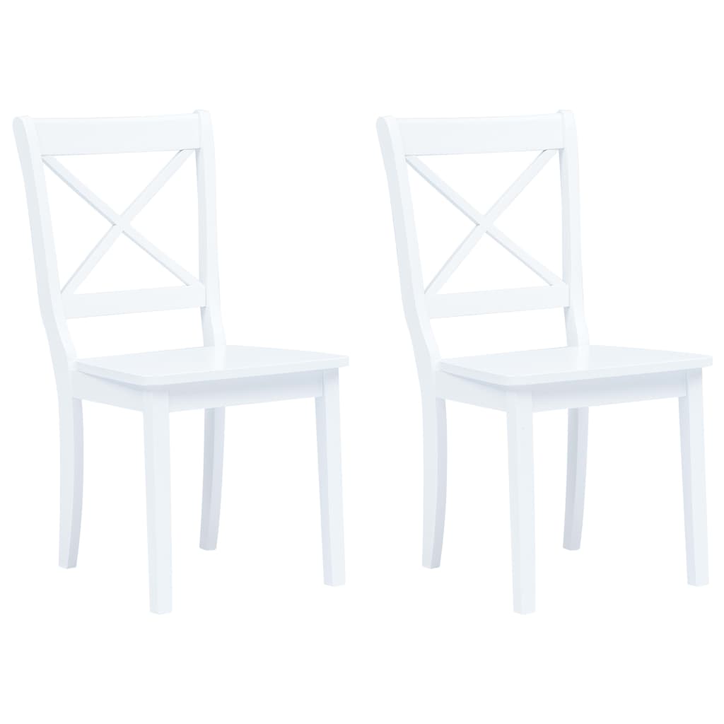 vidaXL Cadeiras de jantar 2 pcs madeira de seringueira maciça branco