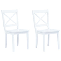 vidaXL Cadeiras de jantar 2 pcs madeira de seringueira maciça branco