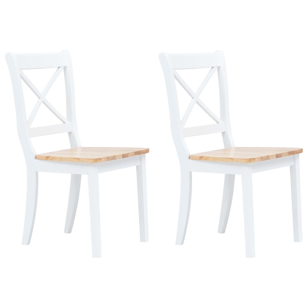 vidaXL Cadeiras de jantar 2 pcs madeira de seringueira maciça branco
