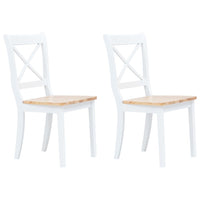 vidaXL Cadeiras de jantar 2 pcs madeira de seringueira maciça branco