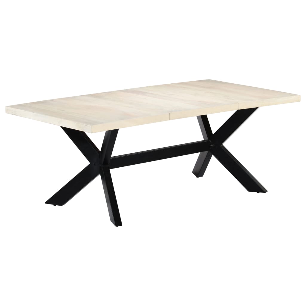 vidaXL Mesa de jantar madeira reciclada maciça + aço em cruz 180 cm