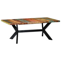 vidaXL Mesa de jantar madeira reciclada maciça + aço em cruz 180 cm