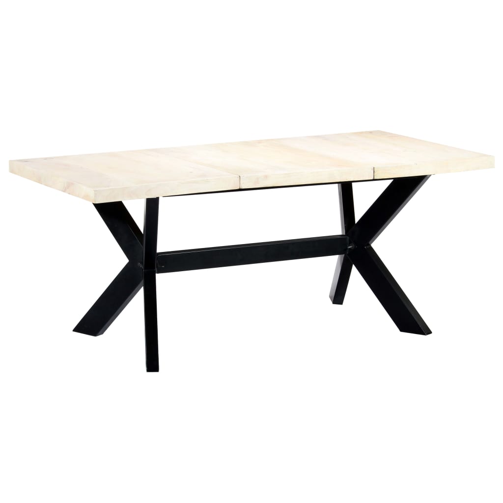 vidaXL Mesa de jantar madeira reciclada maciça + aço em cruz 180 cm