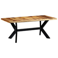 vidaXL Mesa de jantar madeira reciclada maciça + aço em cruz 180 cm