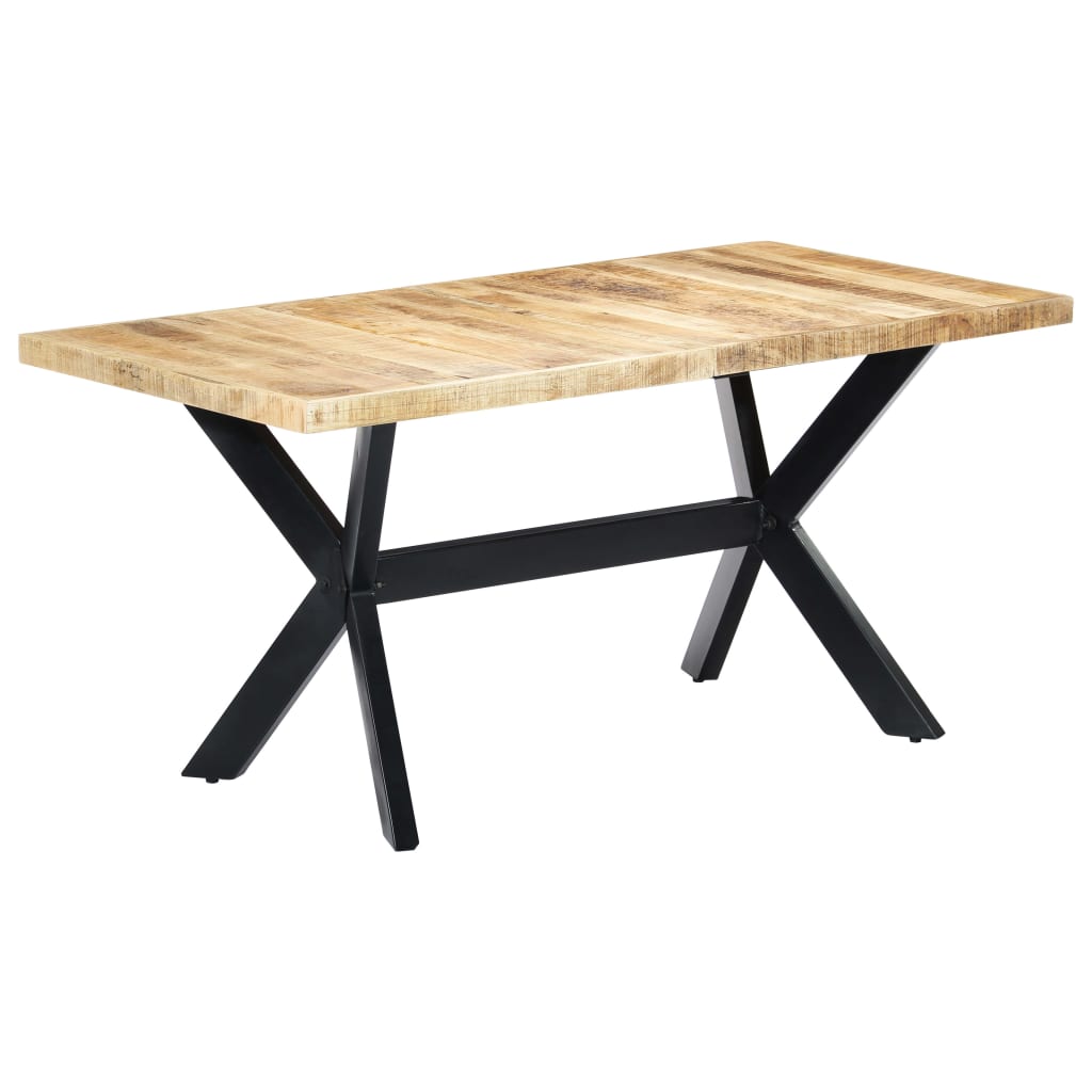 vidaXL Mesa de jantar madeira reciclada maciça + aço em cruz 180 cm