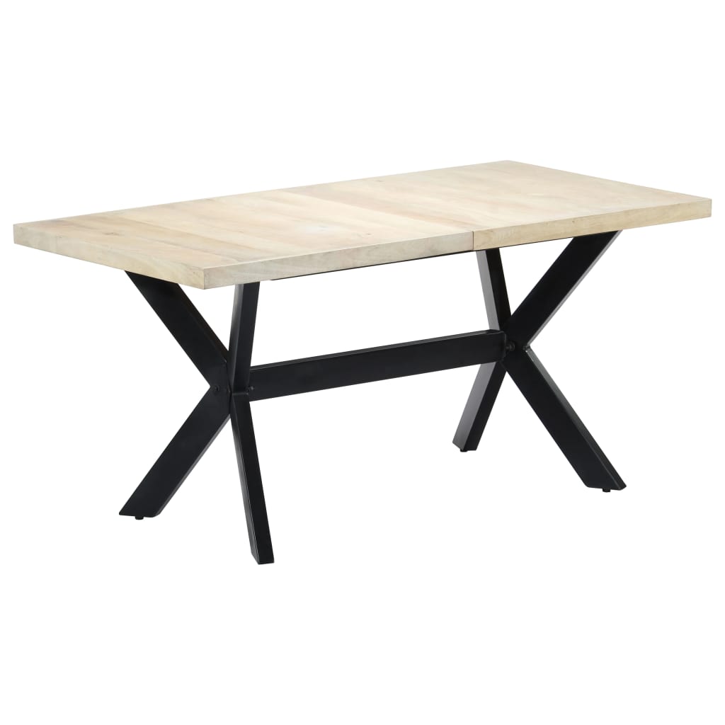 vidaXL Mesa de jantar madeira reciclada maciça + aço em cruz 180 cm