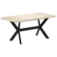 vidaXL Mesa de jantar madeira reciclada maciça + aço em cruz 180 cm