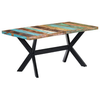 vidaXL Mesa de jantar madeira reciclada maciça + aço em cruz 180 cm