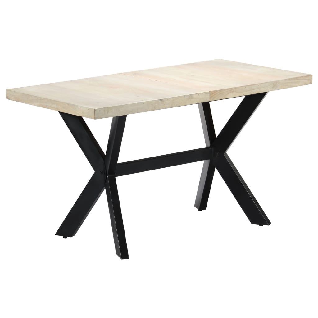 vidaXL Mesa de jantar madeira reciclada maciça + aço em cruz 180 cm