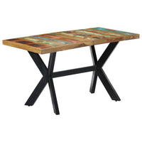 vidaXL Mesa de jantar madeira reciclada maciça + aço em cruz 180 cm