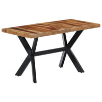 vidaXL Mesa de jantar madeira reciclada maciça + aço em cruz 180 cm