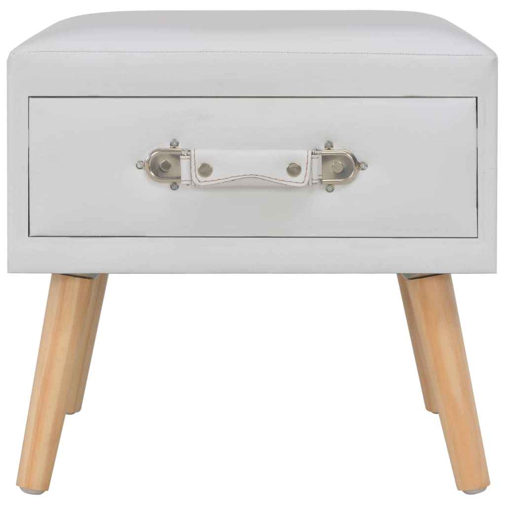 vidaXL Mesa-de-cabeceira 40x35x40 cm couro artificial branco