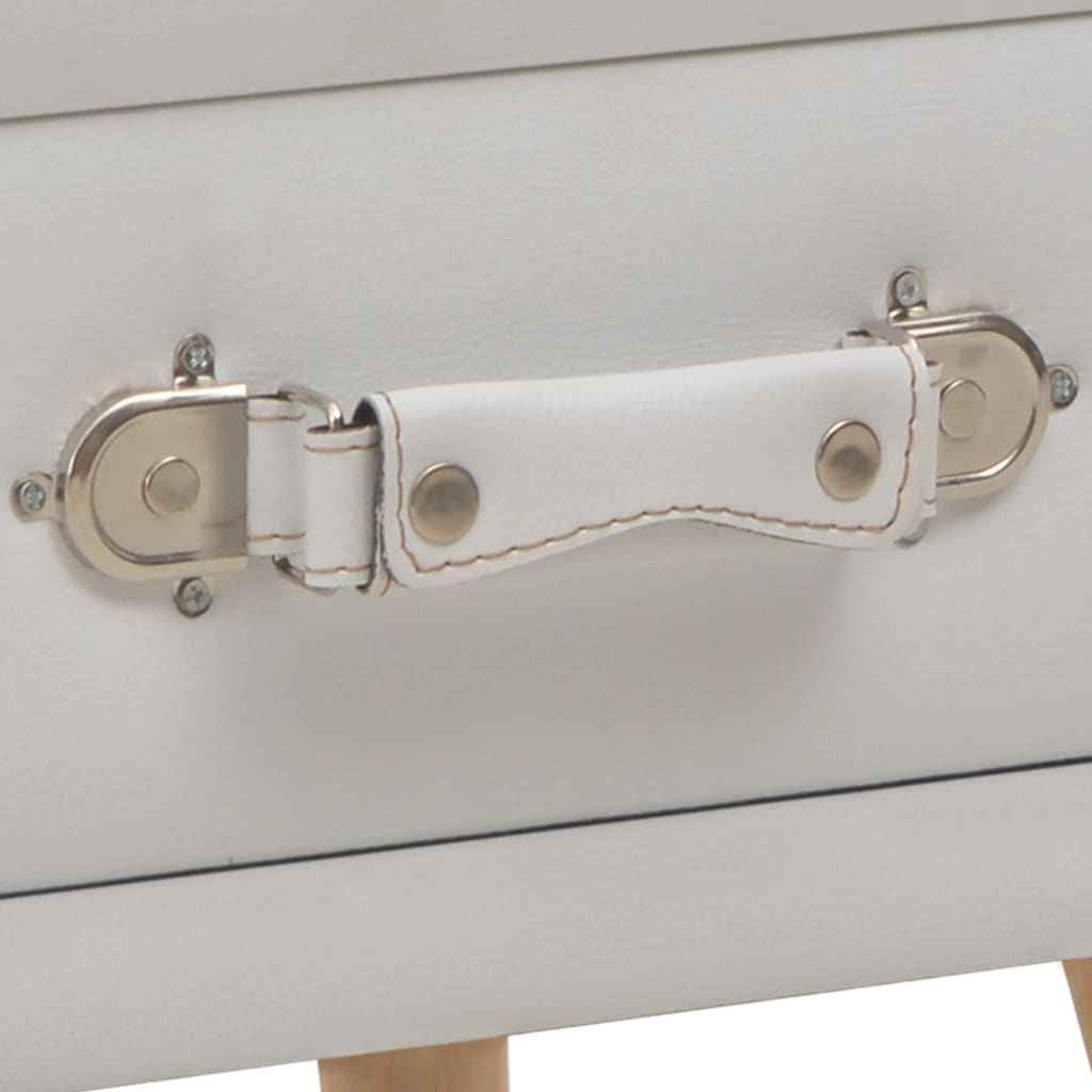vidaXL Mesa-de-cabeceira 40x35x40 cm couro artificial branco
