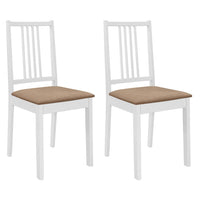 vidaXL Cadeiras de jantar com almofadões 2 pcs madeira maciça branco