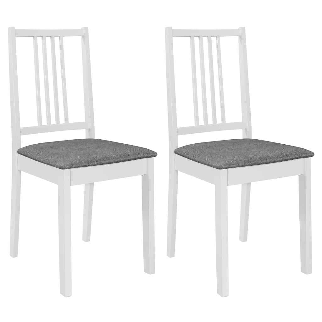 vidaXL Cadeiras de jantar com almofadões 2 pcs madeira maciça branco